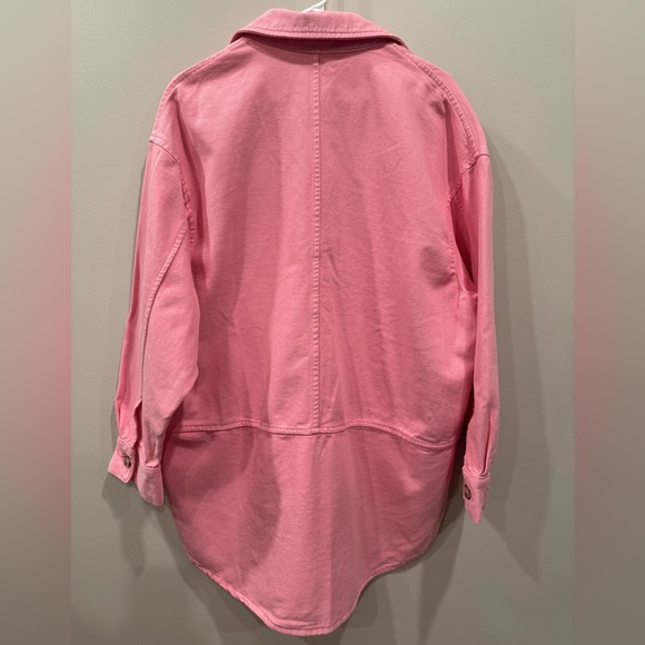 ZARA Oversized Pink Denim Shacket - Picture 5 of 6